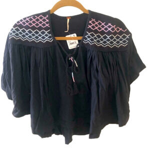 NWT Free People Market Embroidered V-Neck Top